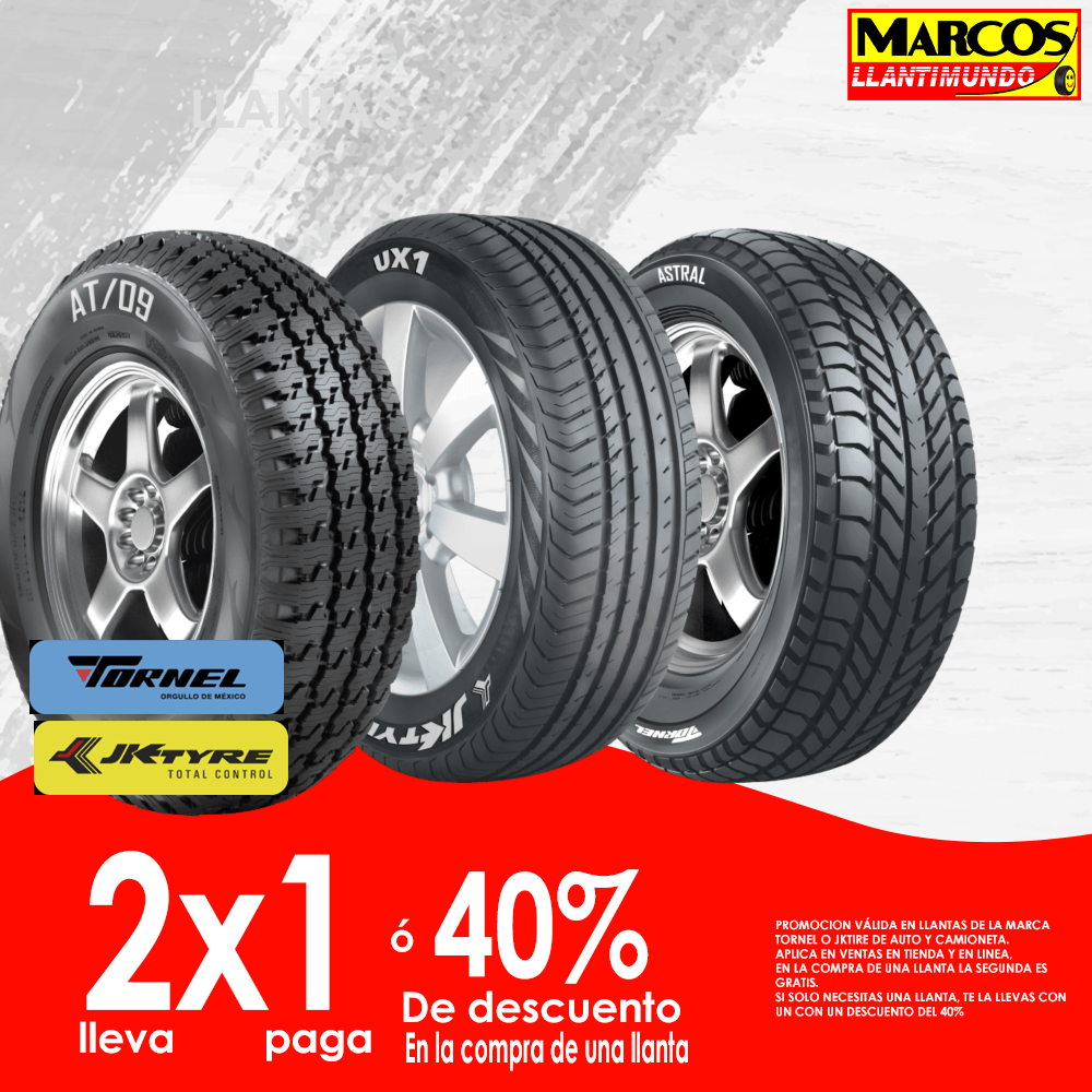 compra una llanta de la marca Tornel y te regalamos la segunda